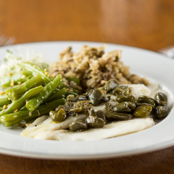 Linguado grelhado com alcaparras